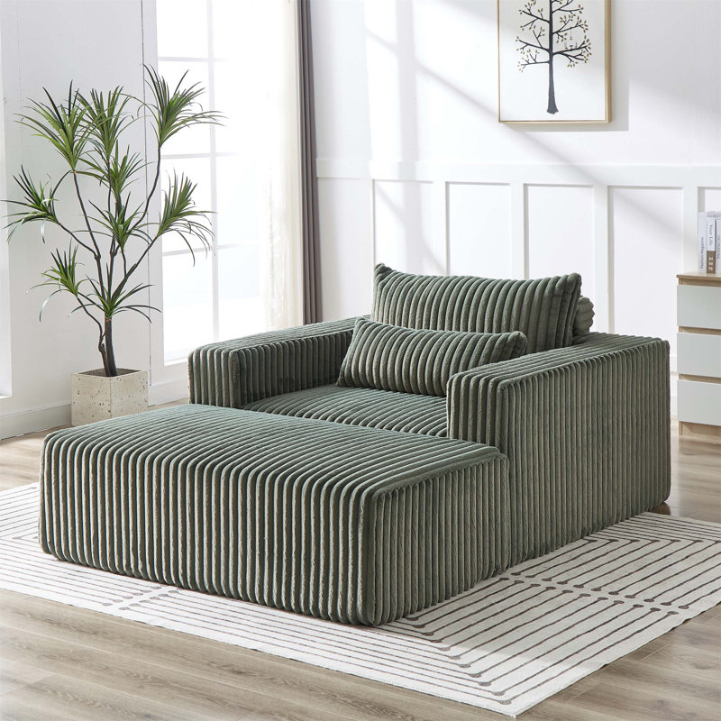 Comfortable Corduroy Sponge Sofa Lounge Chair with Removable Footrest for Relaxing and Enjoying Leisure Time at Home