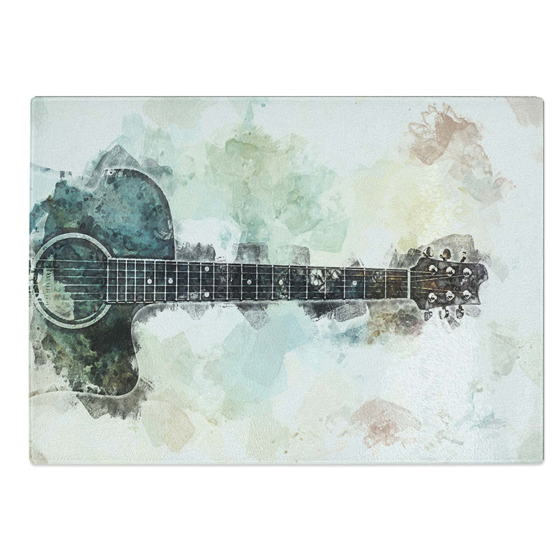 Tempered Glass Acoustic Guitar Chopping Board, 39 cm W x 28.5 cm L