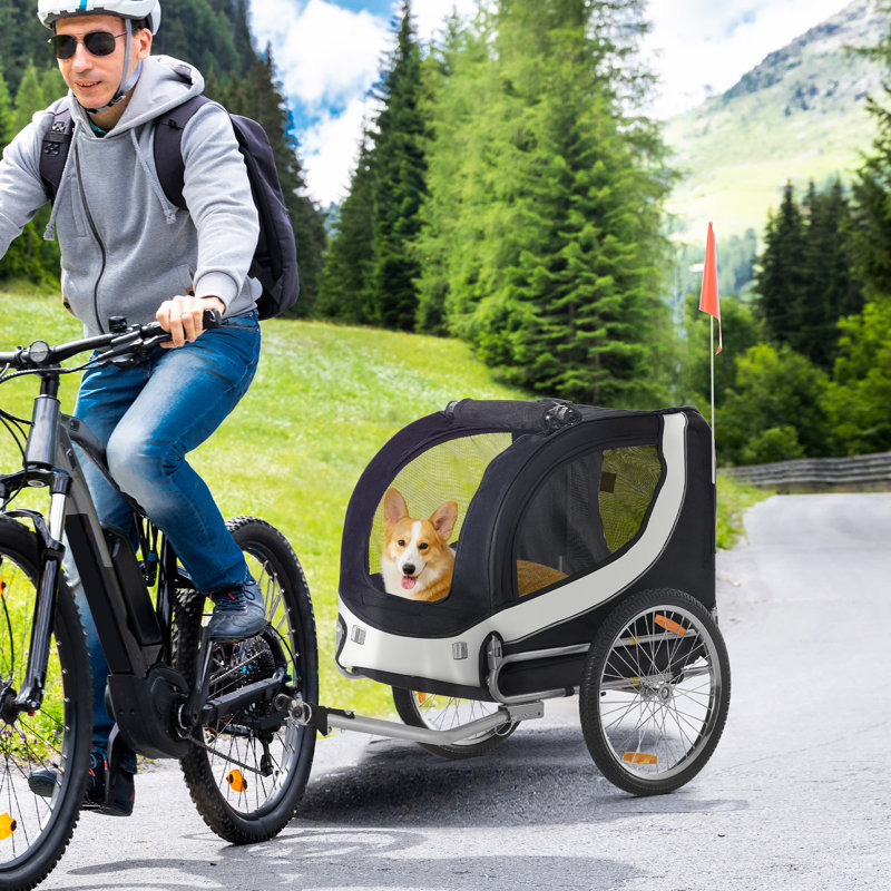 Vélo pour chien Aosom, chariot pour animal de compagnie, chariot à bicyclette, cargaison de voyage, accessoire de transport avec attelage, pliable