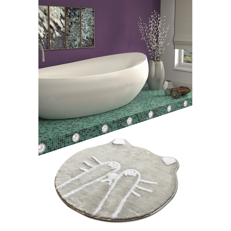 Tapis de bain luxueux en acrylique, antibactérien et antidérapant, 35,4 po de diamètre | 100% acrylique, hauteur des poils: 0,7 à 1,2 po | Lavable à la machine à 86 ° F, conception douce et durable pour la sécurité et le confort de la salle de bain