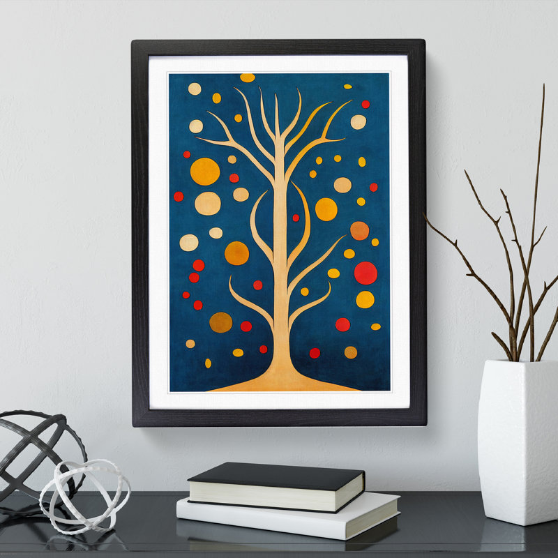 Bold Abstract Tree No.3 - Single Picture Frame Painting, Black, 64cm H x 46cm W x 2cm D