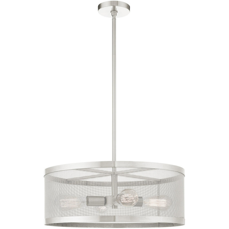 Lustre classique à 4 lumières avec abat-jour, Nickel brossé
