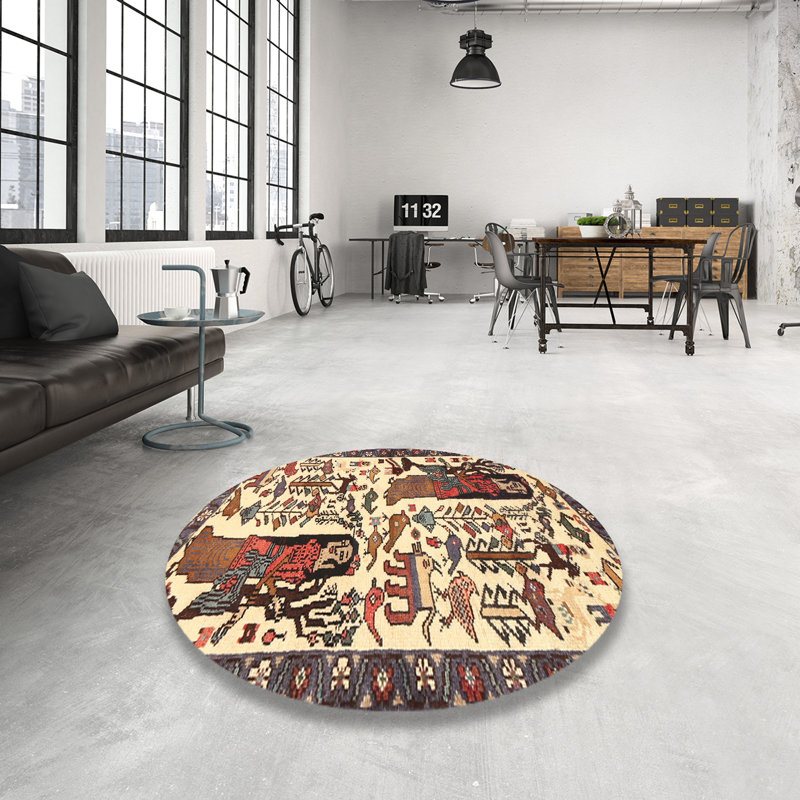Tapis beige/brun, Rond 6 pi