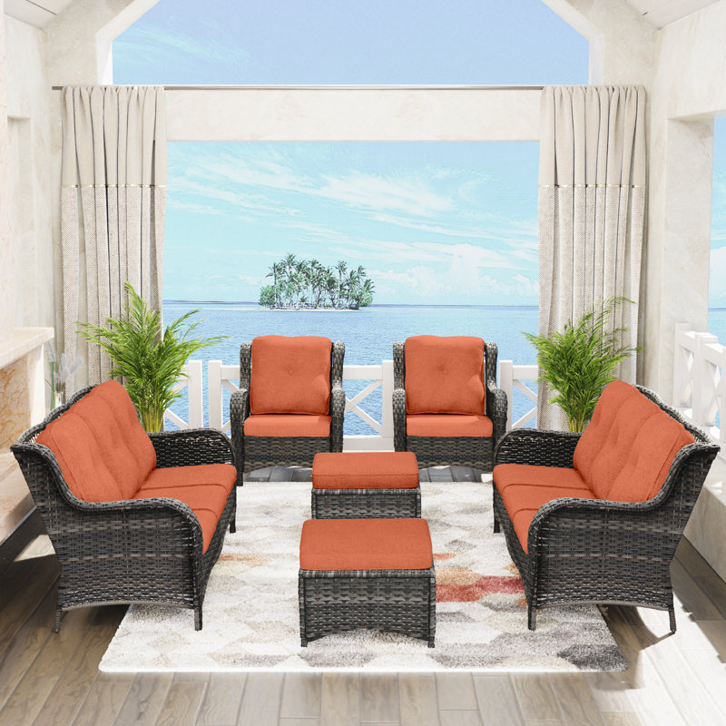 Anahit 6-Piece Outdoor Sofa Seating Group with Cushions, Orange