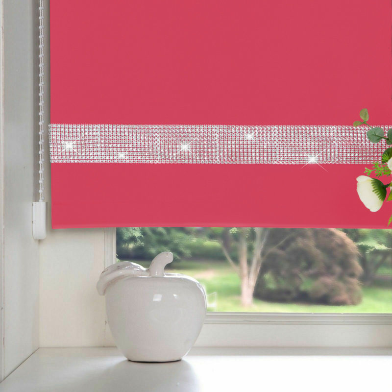 Diamante Room Darkening Roller Blind, Fuschia, 150cm x 165cm