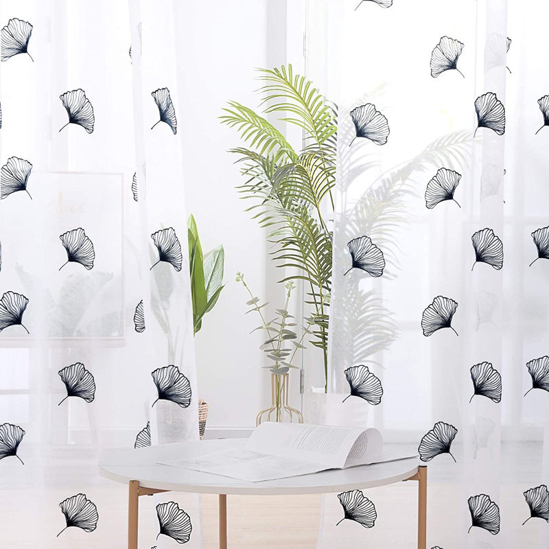 Erwinville Sheer Curtain Pair, Navy Blue, 140 W x 138 D cm