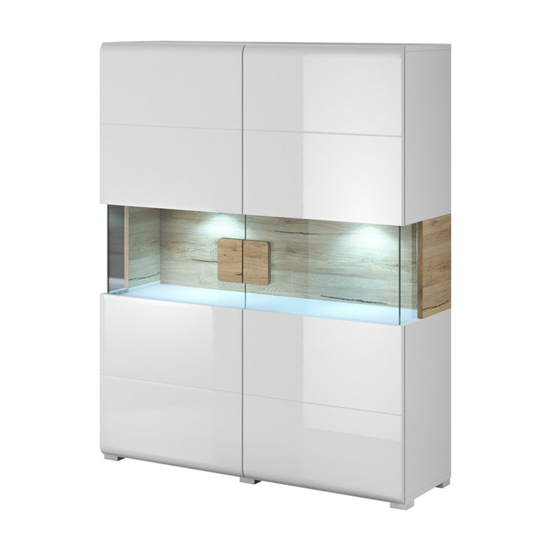 Calub Display Cabinet, White and Oak San Remo