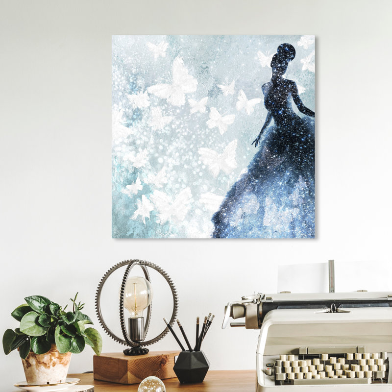 Butterfly Lady Blue - Impression sur toile, H 12 po x l 12 po, Toile tendue