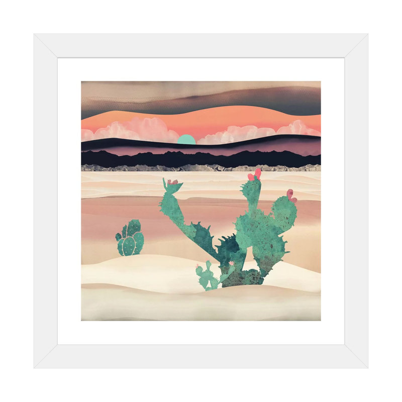 Désert du désert - impression d'art graphique, 16" H x 16" W x 1" D, Blanc, Papier encadré blanc