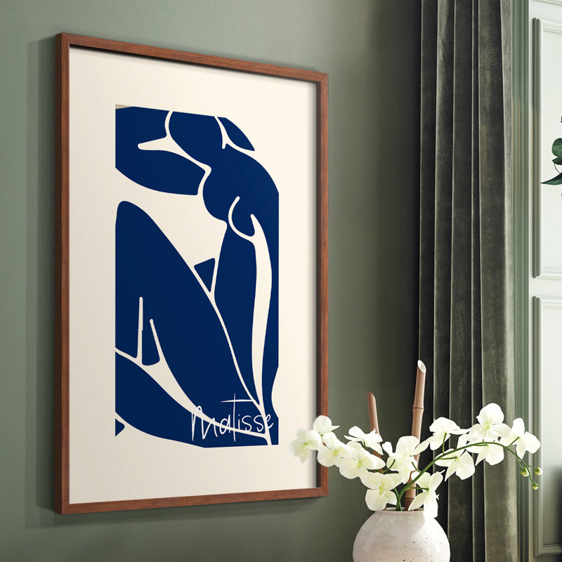 Matisse CCCIV Framed Print - Solid Wood, 28" H x 22" W, Brown