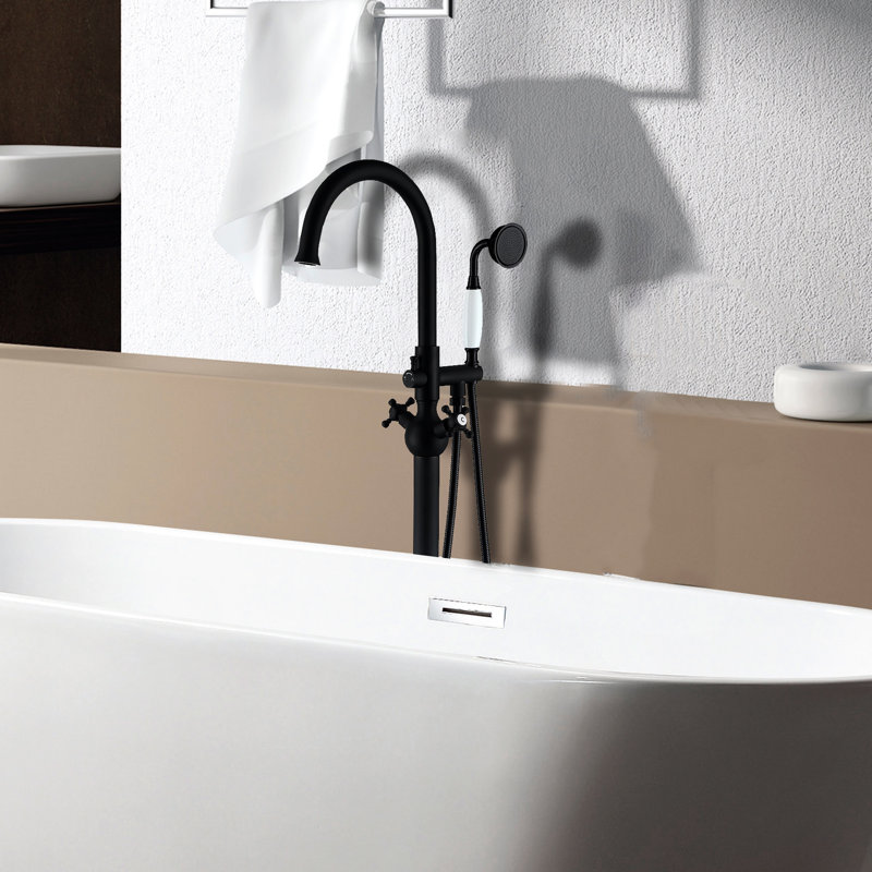Matte Black Tub Faucet With Hand Shower - Metal, Structure Enhancement, Bathroom Bathtub In Corrosion , Enhancement