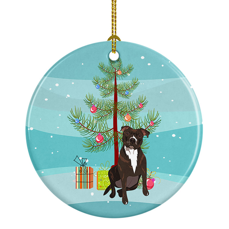 Ornement de Noël en céramique Pit Bull Brindle # 2, Pit Bull Brindle #2
