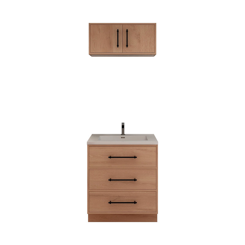 Victoria 30'' Freestanding Vanity with Reinforced Acrylic Sink + Top Cabinet, Gloss White