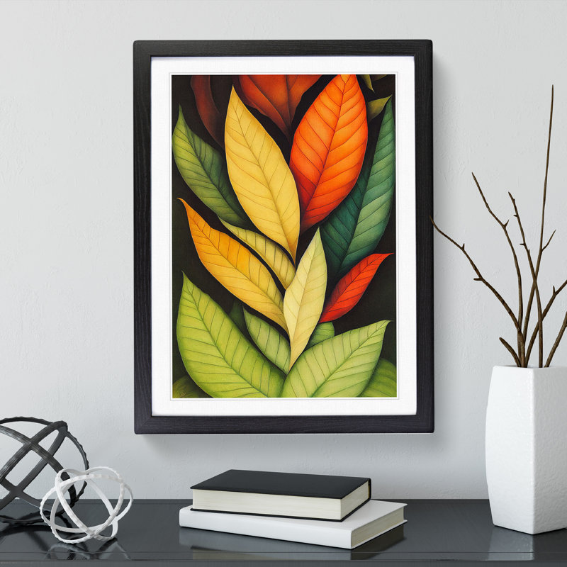 Leaves In Colour No.1 - Single Picture Frame Print, 64cm H x 46cm W x 2cm D, Black