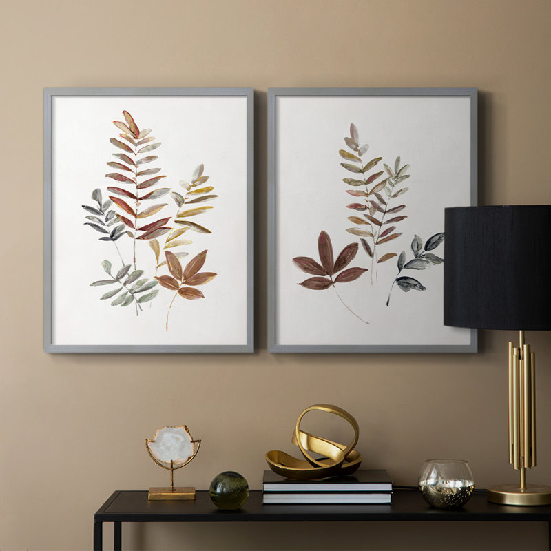 «Autumn Leaves I», reproduction encadrée de qualité supérieure - prête à être accrochée - aucun clou requis - aucun clou requis