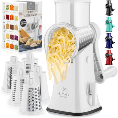 Râpe à fromage rotative avec 5 pales en acier inoxydable et base d'aspiration Zulay Kitchen