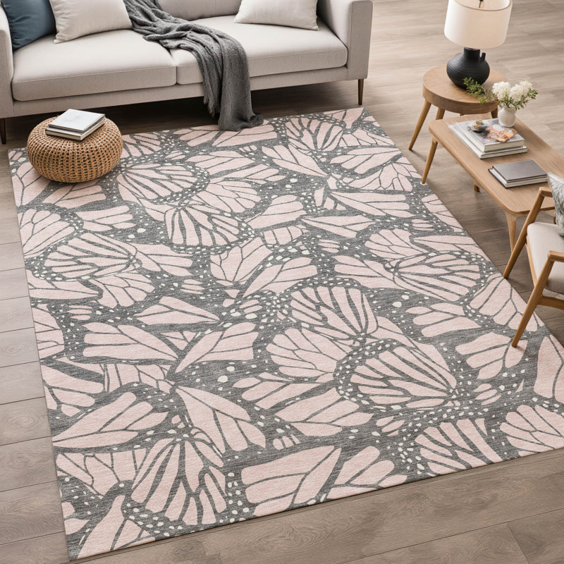 Tapis intérieur / extérieur lavable à la machine Chantille ACN2846, Rose, 10 pi x 14 pi