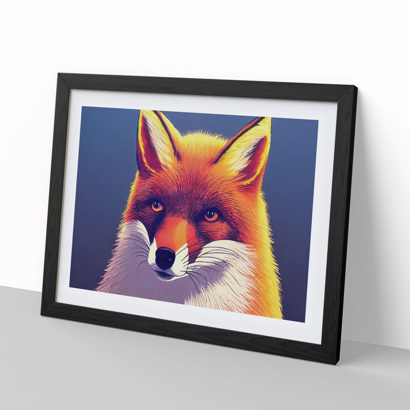 A Glowing Fox - Single Picture Frame Print, Black Framed, 25cm H x 34cm W x 2cm D