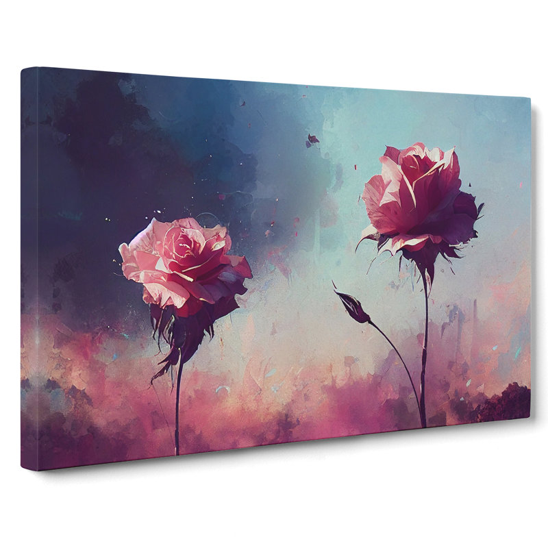 Sparkling Rose Flowers - Wrapped Canvas, 50cm H x 76cm W x 3cm D