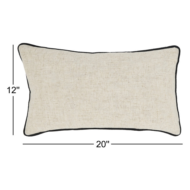 Coussin décoratif en polyester Toscana Collection, Noir, Rectangle H 12 po x l 20 po, Duvet