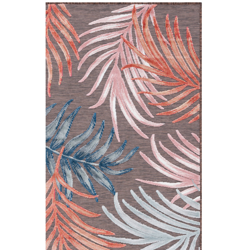Scituate Floral Brown/Blue/White Indoor / Outdoor Area Indoor/Outdoor Area Rug, Rectangle 4' x 6'