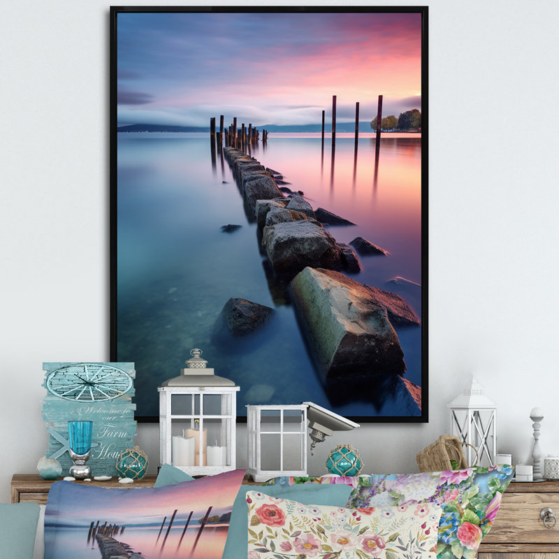 «Vermont Lake Champlain Senerity I», reproduction sur toile, H 32 po x l 16 po x P 1 po, Cadre flottant noir