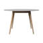 Table de salle à manger d'extérieur ronde en eucalyptus clair et pierre grise