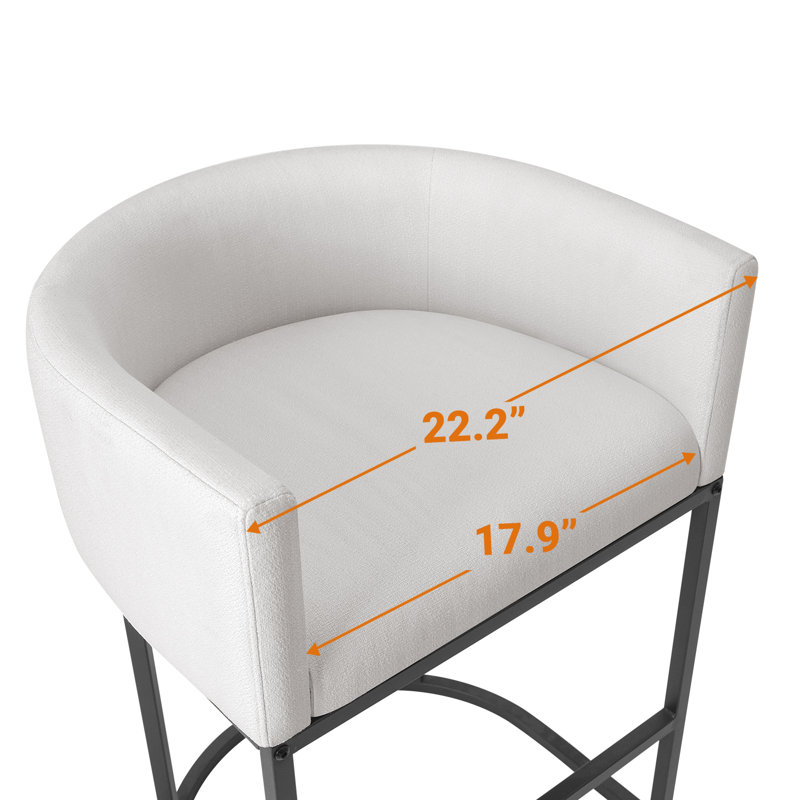 Upholstered Counter Stool With Metal Frame, White
