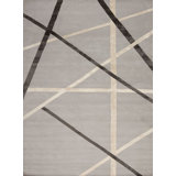 Vaheed Ta-3 Hand Knotted Area Rug in Channel Medium Gray/Ivory/Black