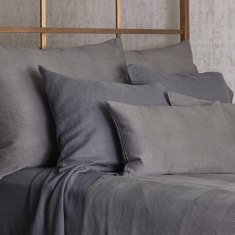 Linen Sheet Set , Charcoal, Queen Sheet Set with 2 Pillowcases