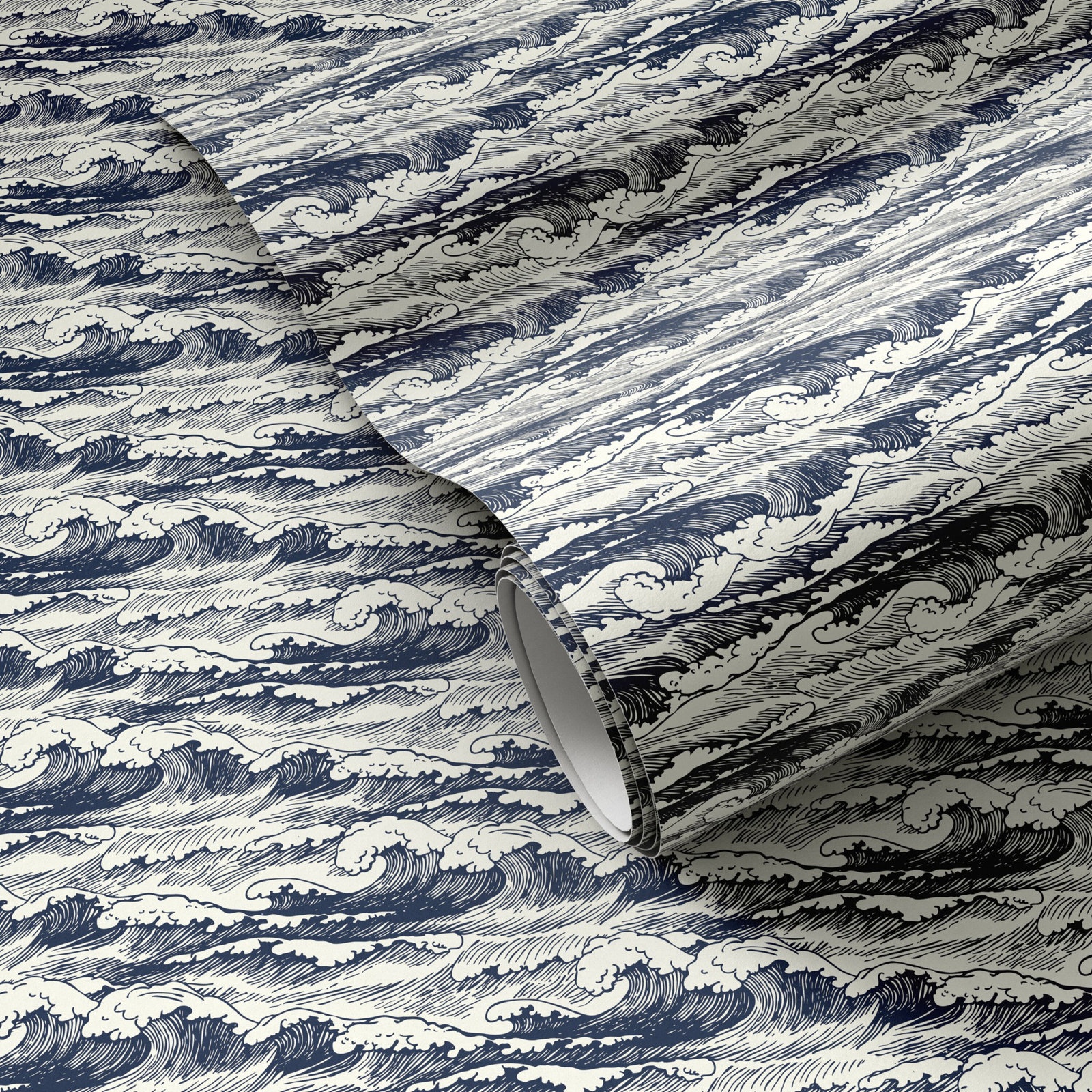 Wavebreak Wallpaper Roll, Navy II