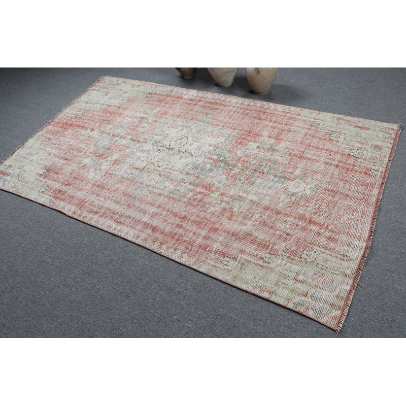 Tapis turc Oushak tissé à la main dans un style bohémien parfait pour décorer le plancher d'un salon