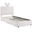 Lit simple avec grande tête de lit en lapin, télécommande à DEL, 4 tiroirs de rangement, tissu Boucle, doux et doux, chambre à coucher à structure stable surdimensionnée pour un sommeil réparateur-50323773