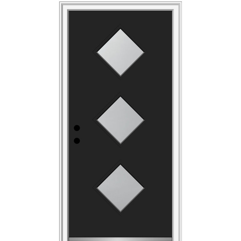 Porte d’entrée pré-raccrochée en acier Spotlight, H 80 po x l 30 po x P 1,75 po, S'ouvre à gauche vers l'intérieur, Noir