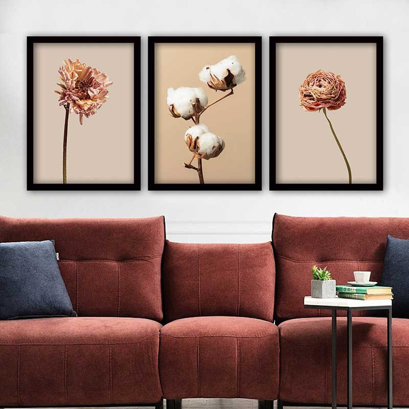 Elegant Decorative Framed Painting Set (3 Pieces), 13.8 x 17.7 inches Each | 100% Wooden with 100% Polystyrene Frame (Thickness: 0.8 inches) | UV Digital Printing, Perfect for Living Room & Home Décor