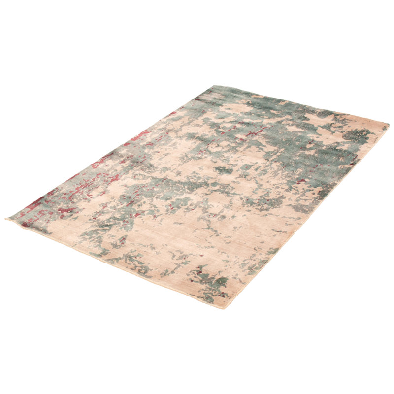 Tapis ivoire / vert / rouge tissé à la main Désolé
