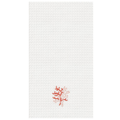 Coral Waffle Weave Kitchen Towel Set of 2