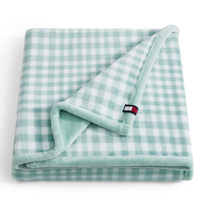 Tommy Hilfiger Modern Check Reversible Green Throw Blanket