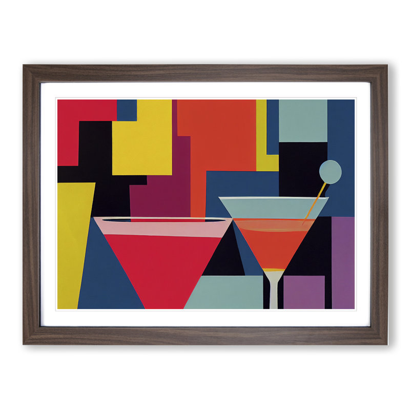 Retro Cocktail Vol.4 1 Piece Single Picture Frame Painting, 34cm H x 46cm W x 2cm D, Walnut Framed