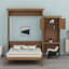 Grand lit escamotable en bois avec tablettes, conception classique à persiennes-1023772003