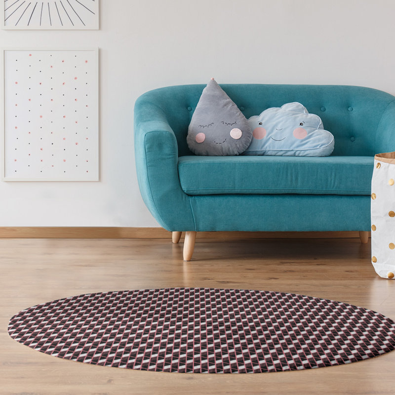 Tapis de zone rose géométrique classic, Rond 5 pi