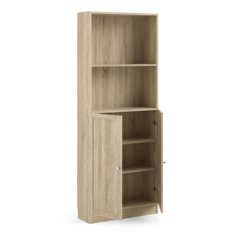 Basic Tall Wide Combination Storage (4 Shelves) with 2 Doors, Oak