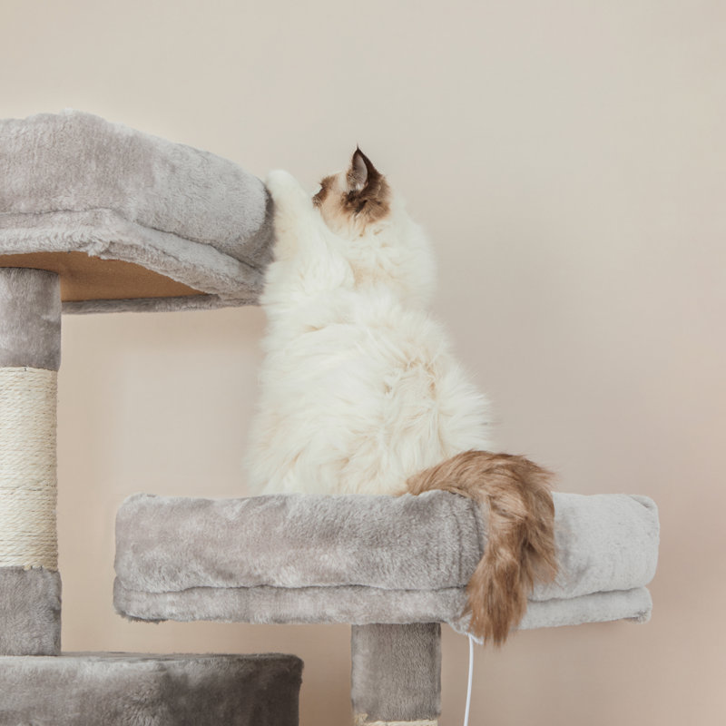 206cm H Cat Tree, 206cm H X 50cm W X 60cm D, Light Grey