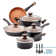 Farberware Glide Copper Ceramic Nonstick Cookware / Pots And Pans Set With Tools, 12 Piece, Black