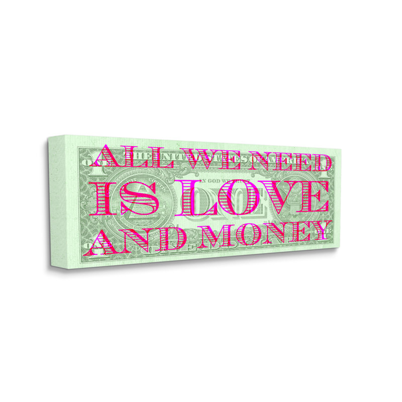 All All Need Is Love and Argent par Lil 'Rue - impression, H 20 po x l 48 po x P 1,5 po, Toile tendue