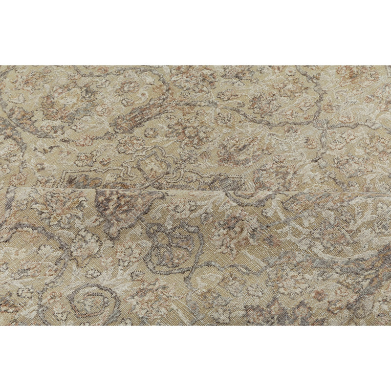 Hand Knotted Area Rug in Beige And Multi, Rectangle 5' x 8'
