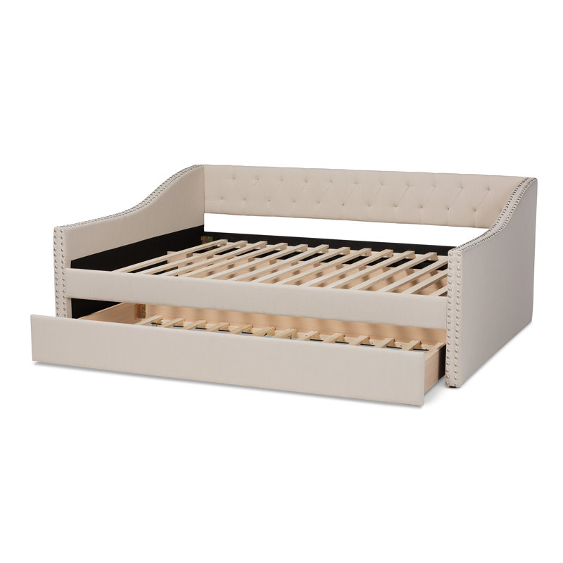 Lit de jour avec couchette Johnvincent, Grand, Lit gigogne inclus, Beige