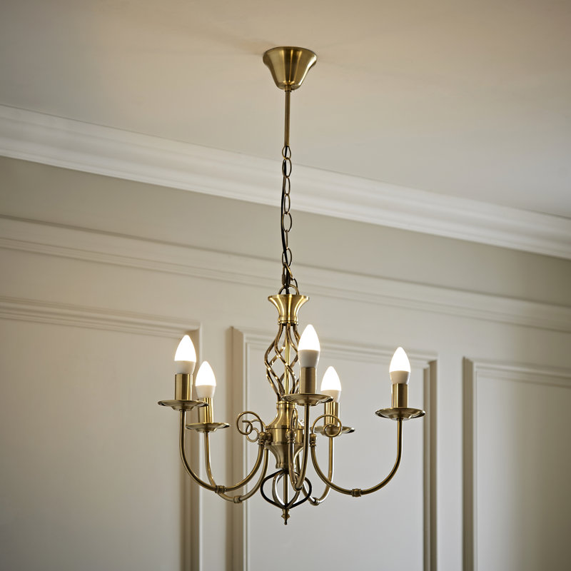 Axelrod 1 - Light Candle Style Chandelier, Antique Brass