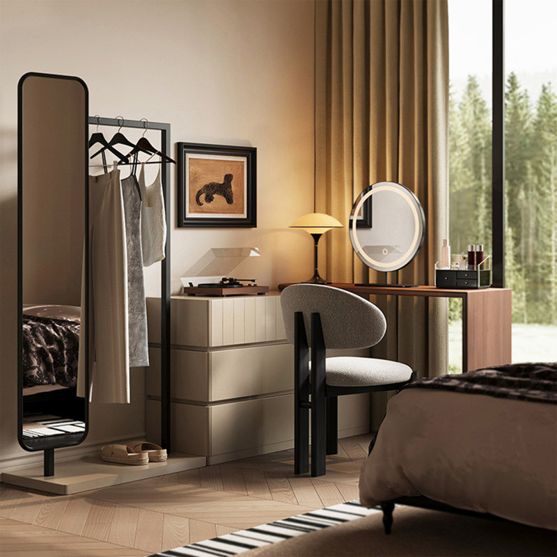 Coiffeuse modulaire extensible de 80 + 120 cm – Commode à six tiroirs en bois massif multicouche laqué écologique avec plateau en placage noyer, convertible en configuration en L ou linéaire, grande coiffeuse multifonctionnelle pour chambre à coucher