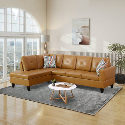 Ronan Faux Leather L-Shaped Sectional Sofa And Chaise